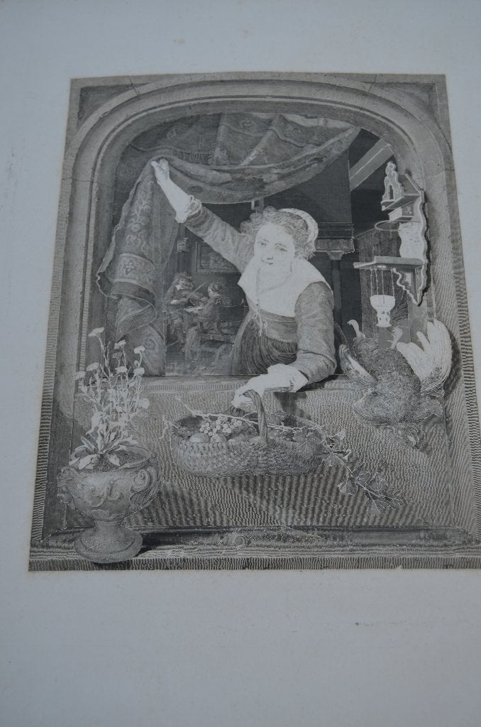 9 Staalgrav. 19e E Stadia van een schilderij van Gerard Dou, Portret of Personen, Overige technieken, Ophalen of Verzenden, Klassiek