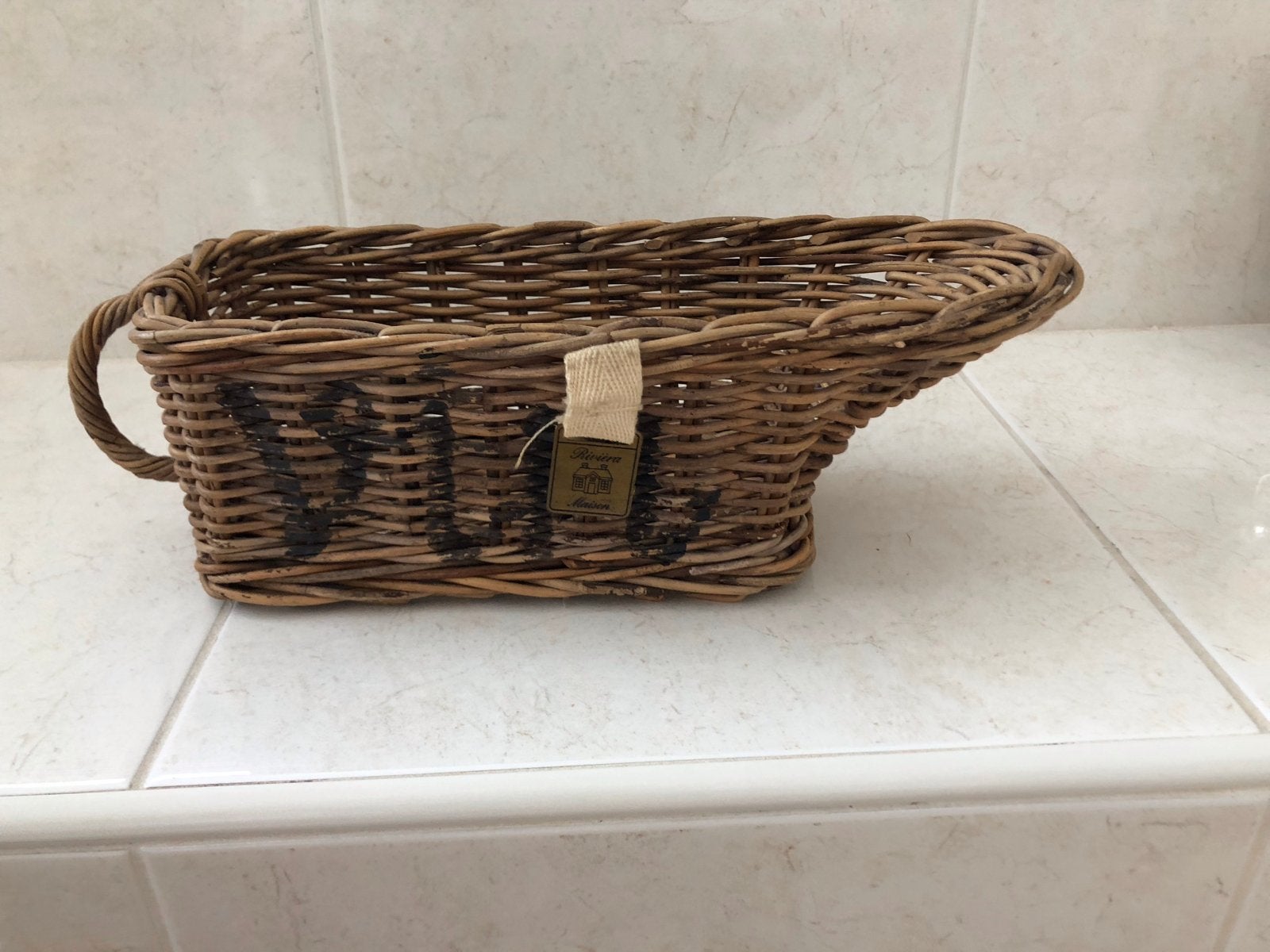 Rivièra Maison rotan mandje voor wijnfles, Ophalen, Gebruikt, Landelijk, Natuurlijk materiaal
