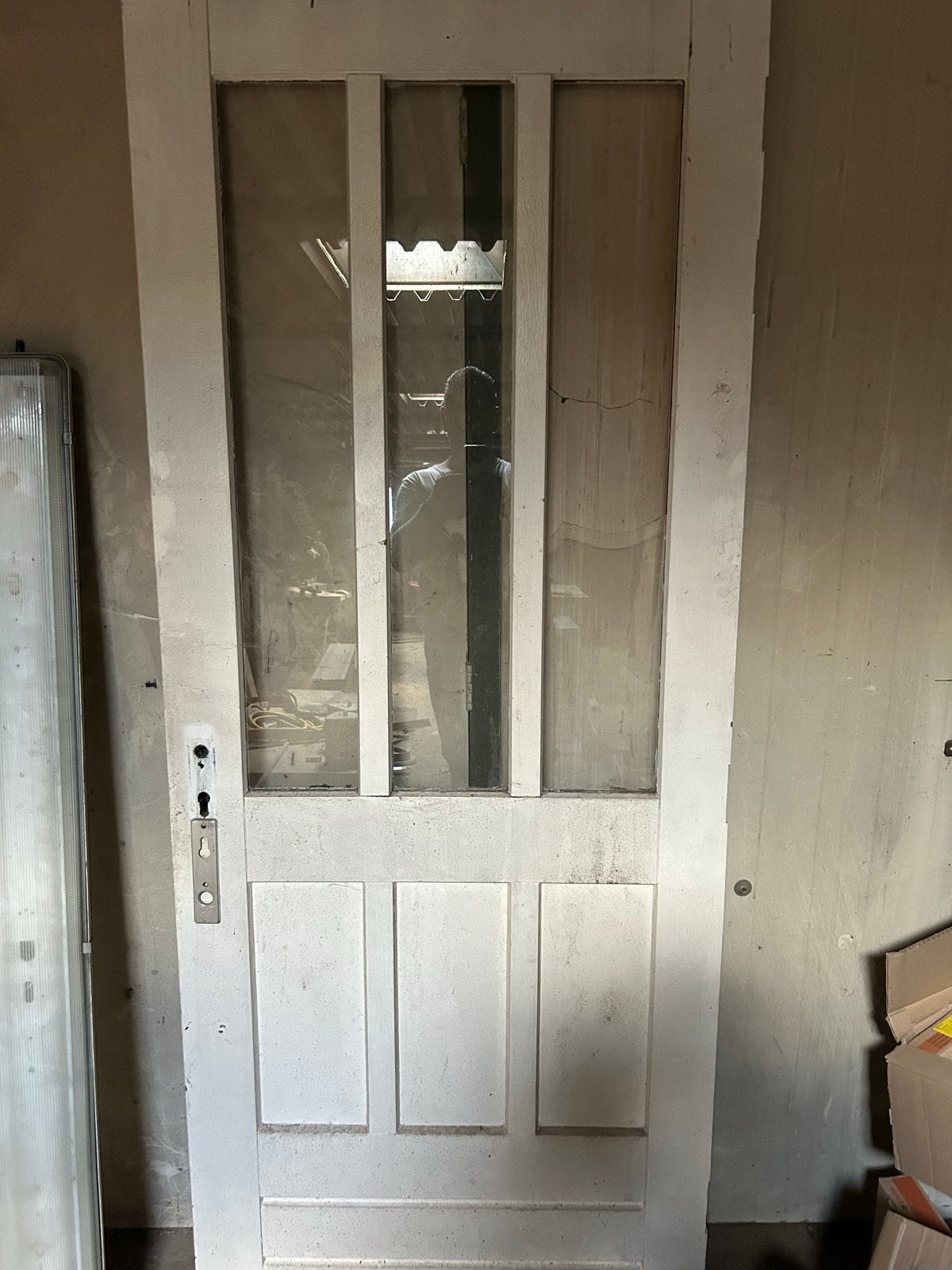 Buiten deur hardhout met glaspanelen, Doe-het-zelf en Verbouw, Ophalen, Gebruikt, Binnendeur, Glas