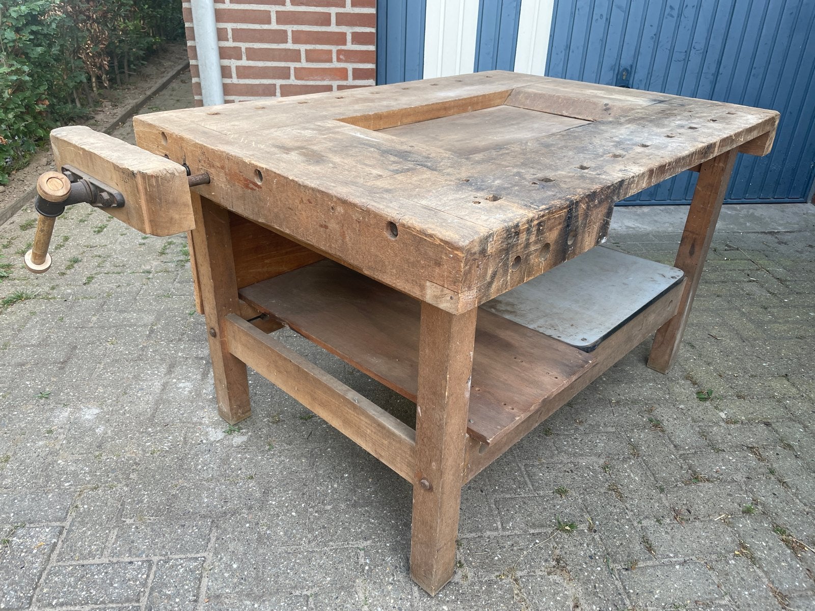 Robuuste werkbank met bankschroef - Nooitgedagt IJlst, Ophalen, Gebruikt, 120 tot 170 cm, Bankschroef