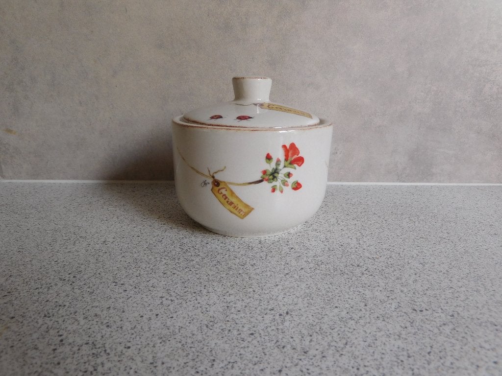 Suikerpot Geranium JET by ter Steege, Keramiek, Ophalen of Verzenden, Zo goed als nieuw, Jet by Ter Steege