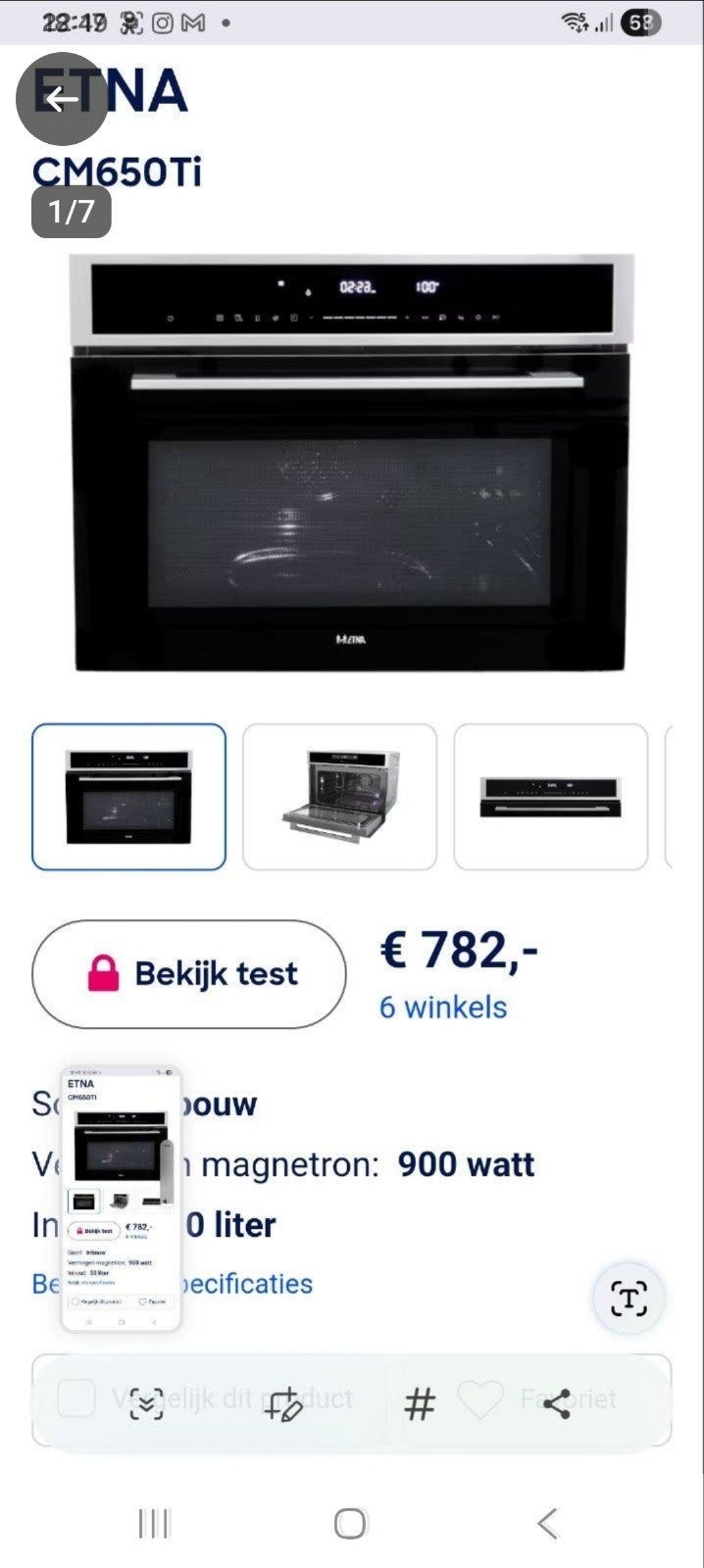 etna magnetron, Witgoed en Apparatuur, Ovens, 45 tot 50 cm, Ophalen of Verzenden, Inbouw, Draaiplateau