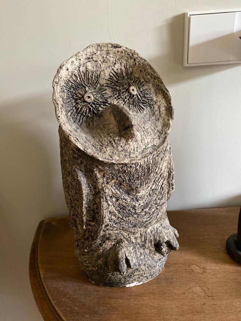 Handgemaakt Stenen Uil Beeld - Uniek 34x16cm, Ophalen, Gebruikt, Dier