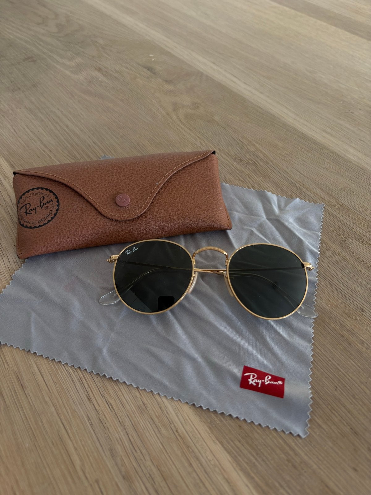 Ray-Ban Round Metal RB3447 001 Zonnebril Goud, Zonnebril, Overige kleuren, Ophalen of Verzenden, Zo goed als nieuw