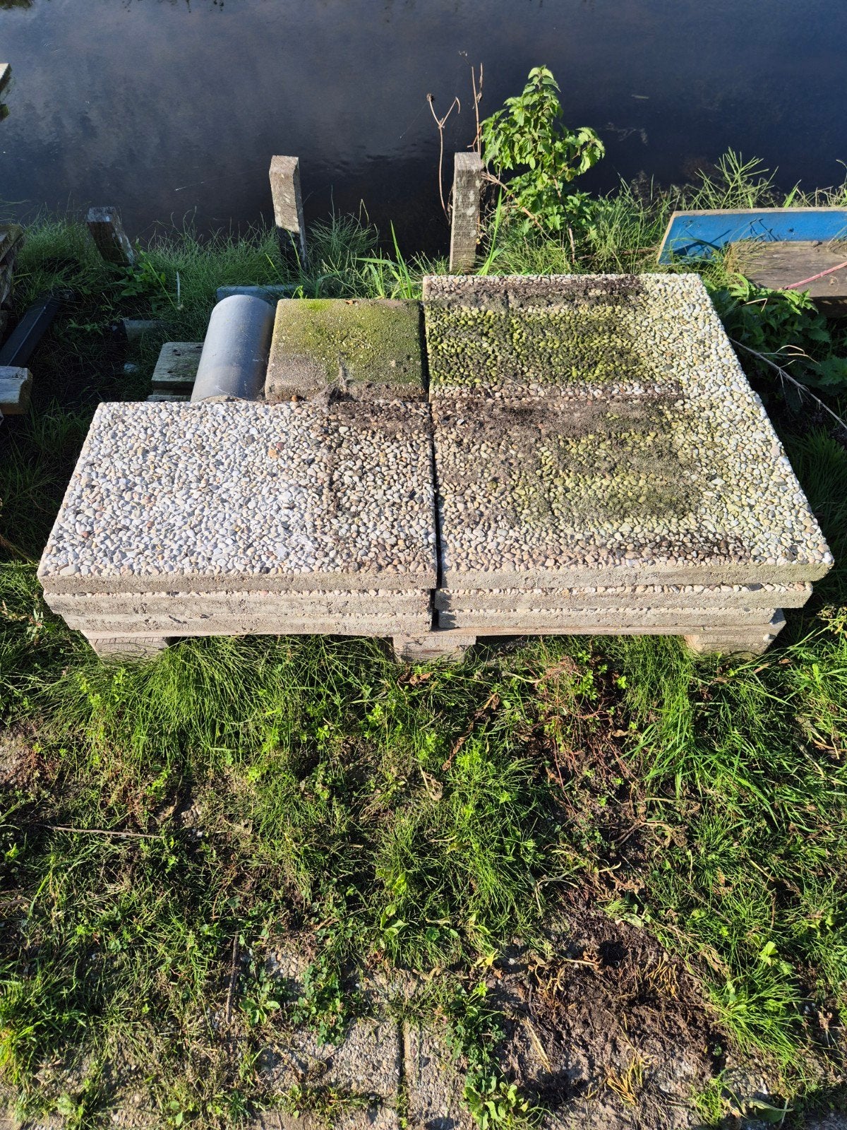Beton grindtegels 9 stuks 5x40x60cm, Tuin en Terras, Ophalen, Gebruikt, Minder dan 5 m², Beton