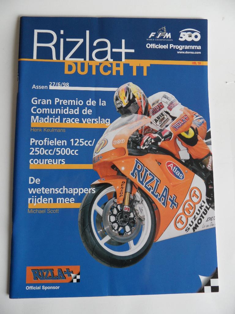 TT Assen 1998 Rizla Dutch TT motorwegrace programma, Ophalen of Verzenden, Zo goed als nieuw, Motoren
