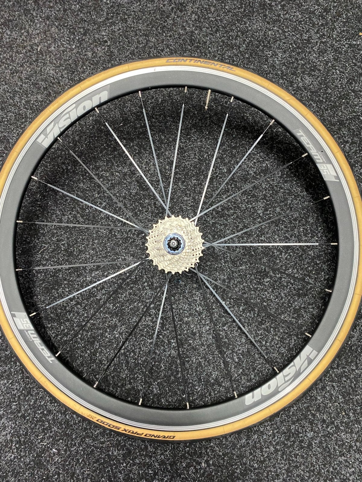 Vision Team 35 Comp SL Wiel met Continental Grand Prix 5000, Wiel, Ophalen of Verzenden, Zo goed als nieuw, Aluminium