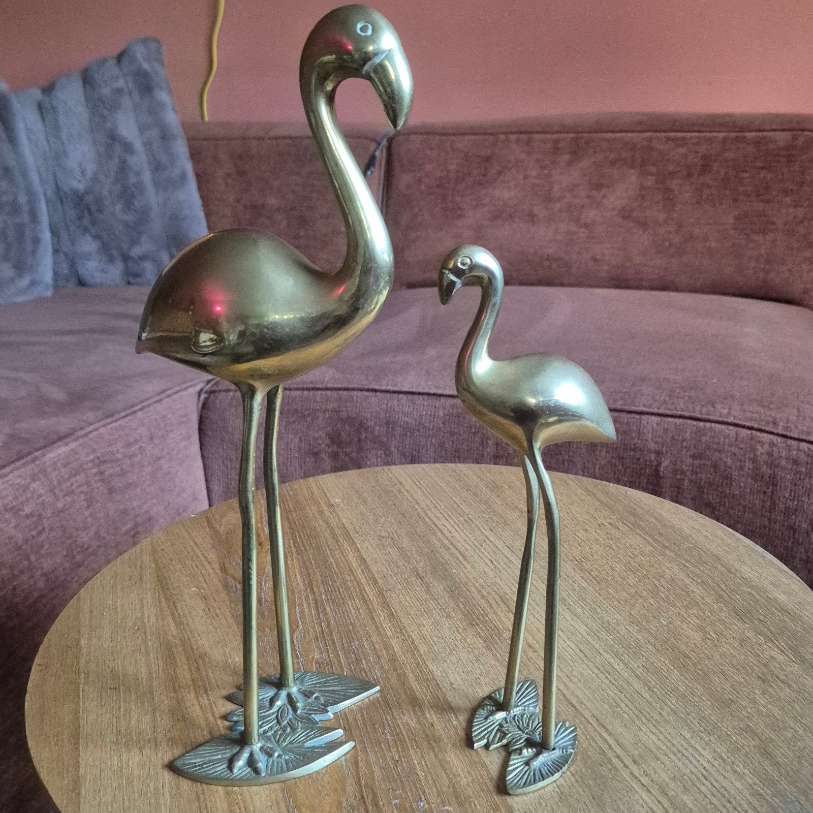 Grote messing flamingos koperen vogels, Ophalen of Verzenden, Zo goed als nieuw, Dier