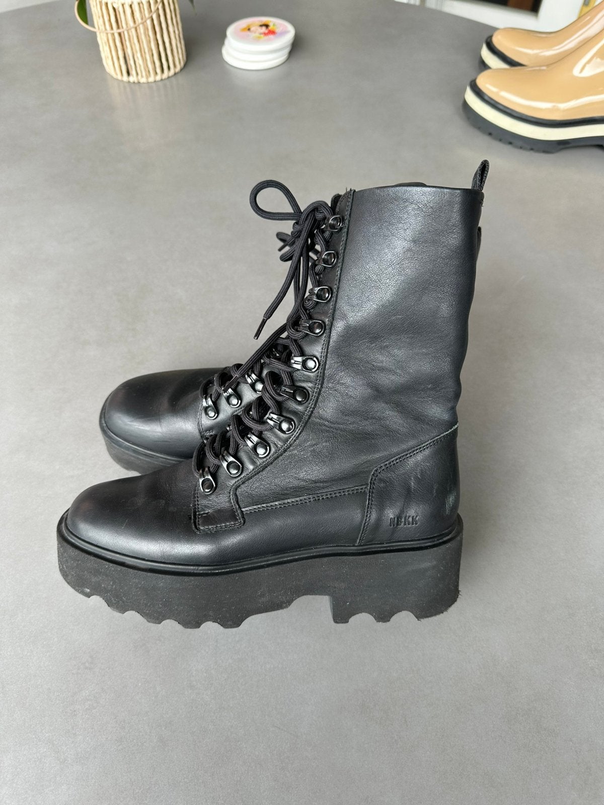 Zwarte leren Nubikk veter boot, maat 38, Nubikk, Verzenden, Zwart, Lage of Enkellaarzen