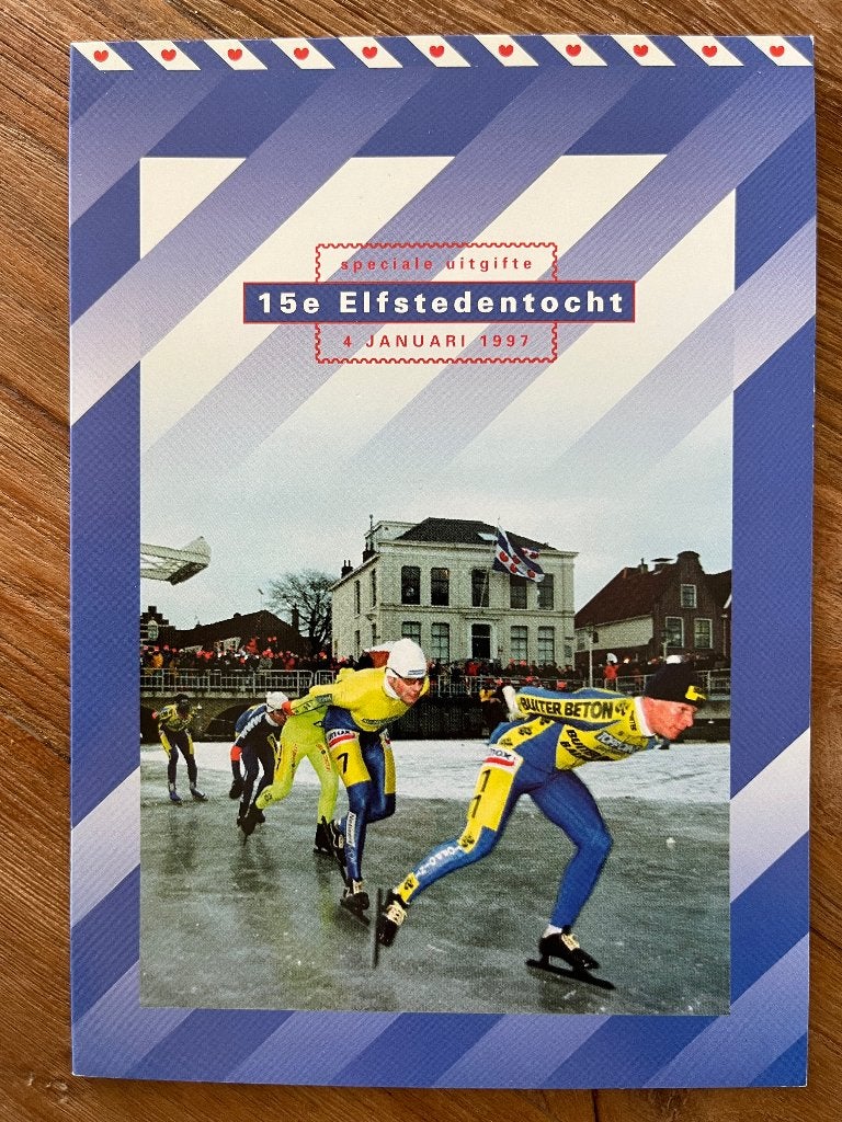Postzegelmapje Elfstedentocht, Ophalen of Verzenden, Na 1940, Gestempeld