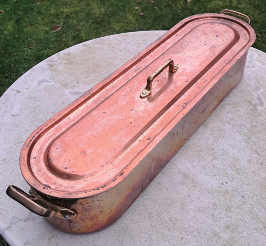 Antieke rood koperen vis stoompan pan schoon origineel, Ophalen of Verzenden