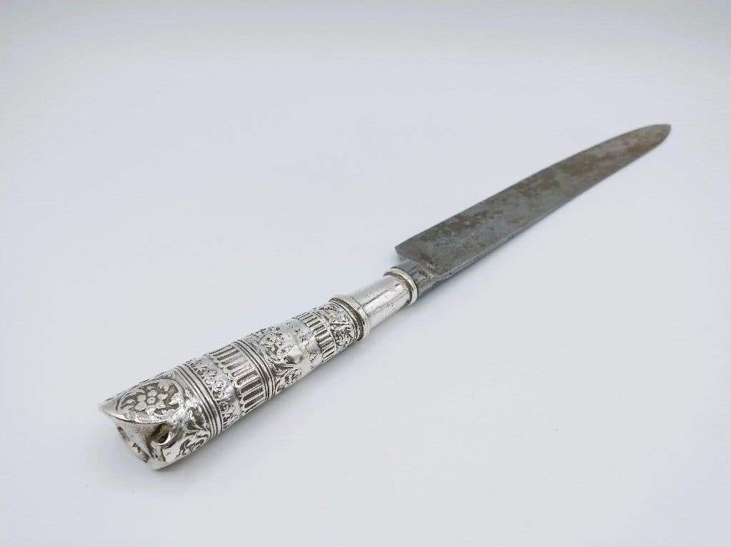 Mes met zilveren heft, A. Koekebakker, Amsterdam, 1792, Verzenden, Zilver