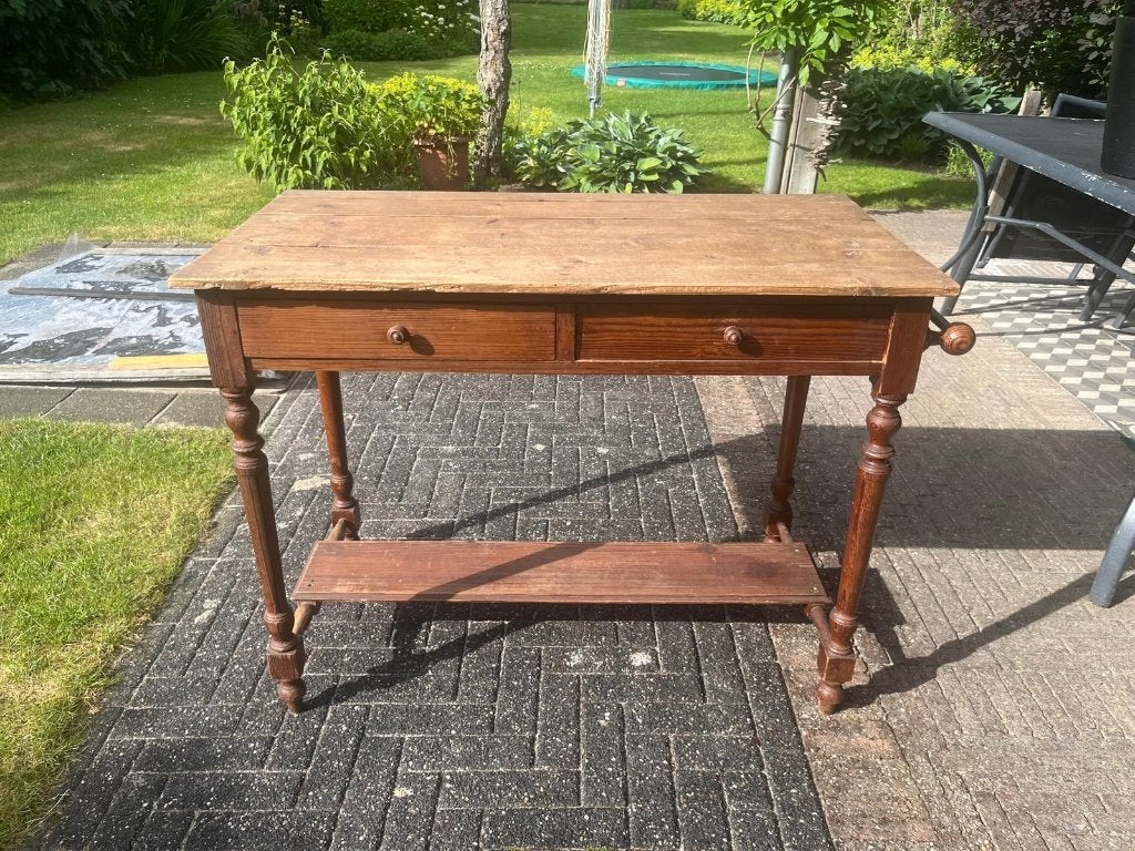 Sfeervolle houten sidetable met lades, Huis en Inrichting, Tafels | Sidetables, Gebruikt, 50 tot 75 cm, 50 tot 100 cm, Rechthoekig
