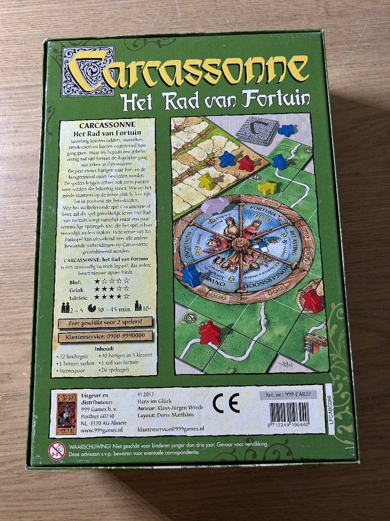 Carcassonne het Rad van Fortuin 999 Games, Ophalen of Verzenden, Zo goed als nieuw
