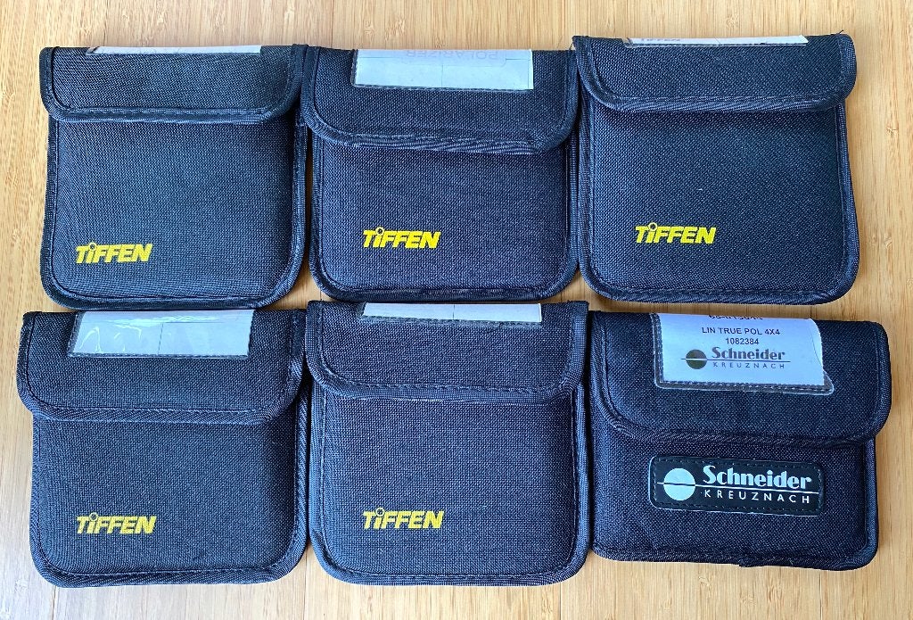 4x4" Filters 6x: diverse ND & Polarizer - Tiffen / Schneider, Overige merken, Inclusief opbergcase, Zo goed als nieuw, 80 mm of meer