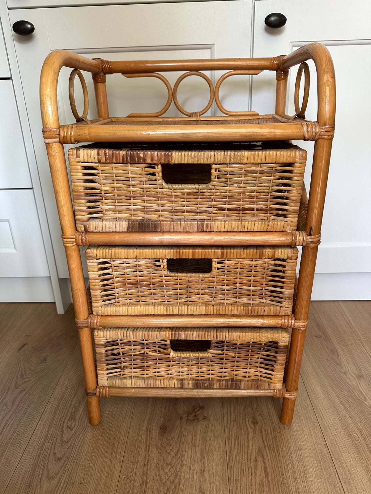 Bamboe rotan kastje met 3 lades, Ophalen, Minder dan 50 cm, Zo goed als nieuw, Minder dan 100 cm