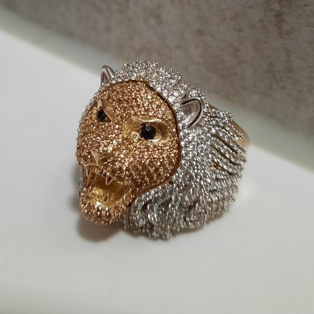 Exclusieve 14kt herenring leeuwenkop 21gram!!, 19 tot 20, Heer, Ophalen of Verzenden, Zo goed als nieuw