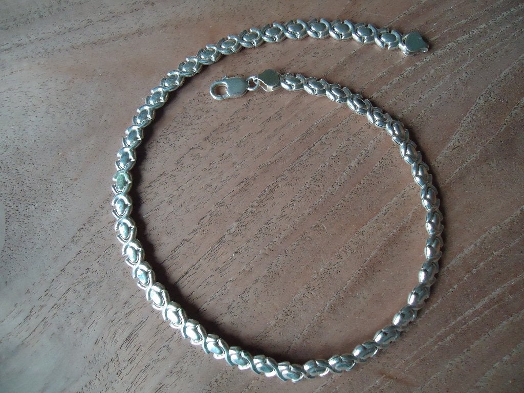 mooie echt zilveren ketting aparte schakel nieuwstaat 19,7 g, Ophalen of Verzenden, Zo goed als nieuw, Zilver, Zilver