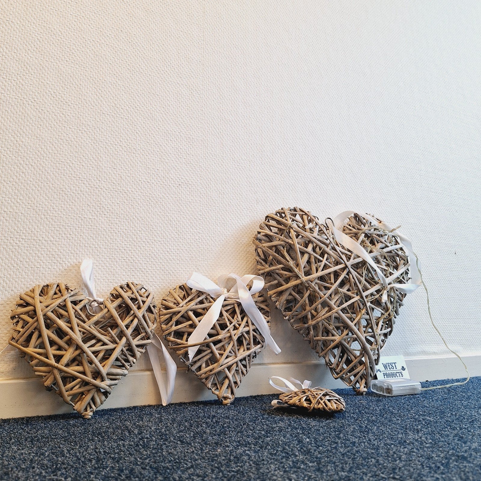 4x Rieten Hart/Krans met Hanger, Gebruikt, ., Wanddecoratie, Ophalen of Verzenden