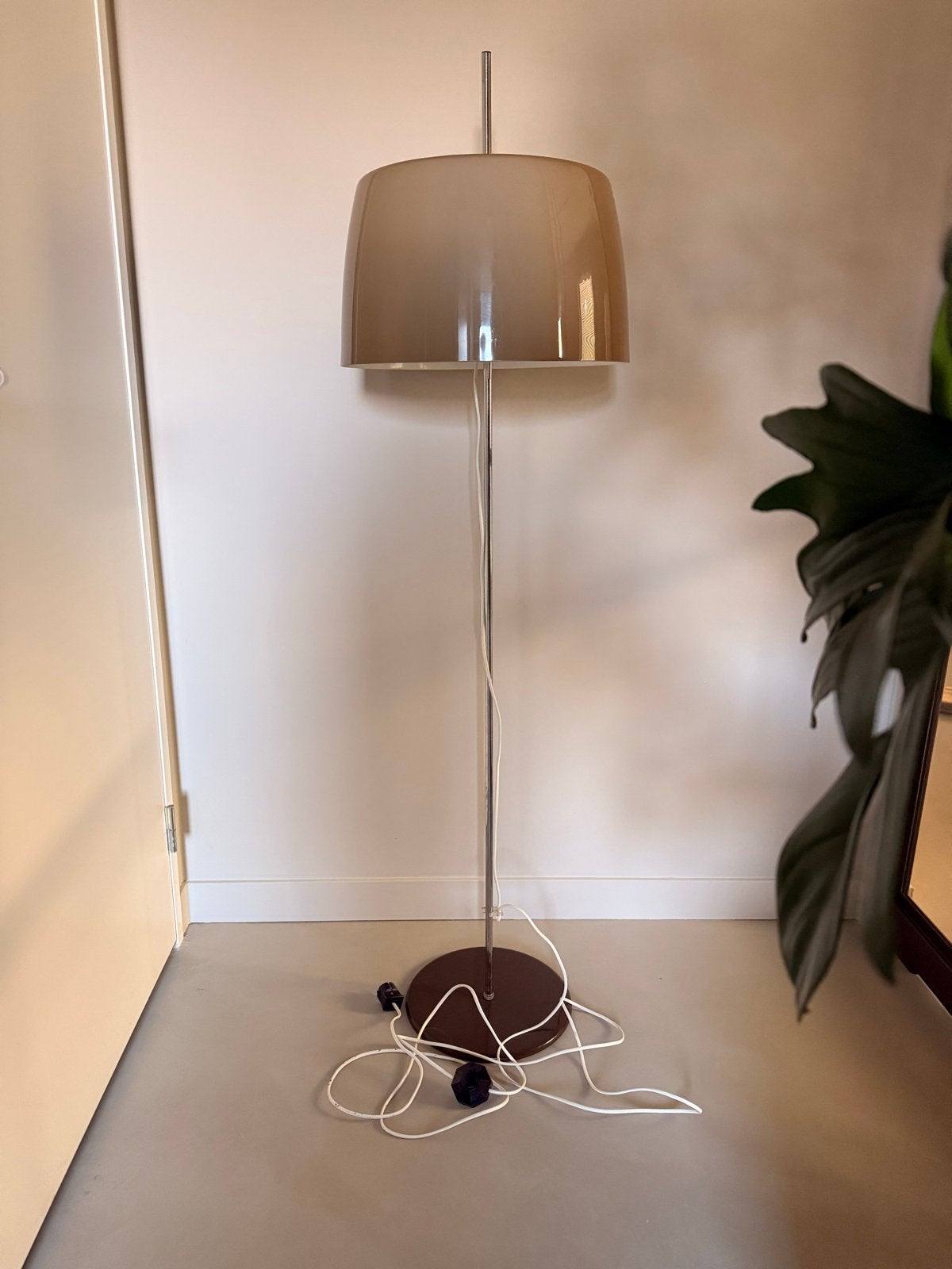 Vintage Gepo Amsterdam Vloerlamp met Bruine Kap, Antiek en Kunst, Ophalen