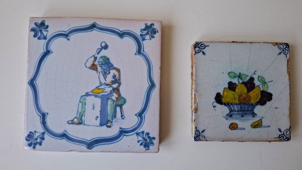 Set van 2 Handgeschilderde Decoratieve Wandtegels, Ophalen of Verzenden