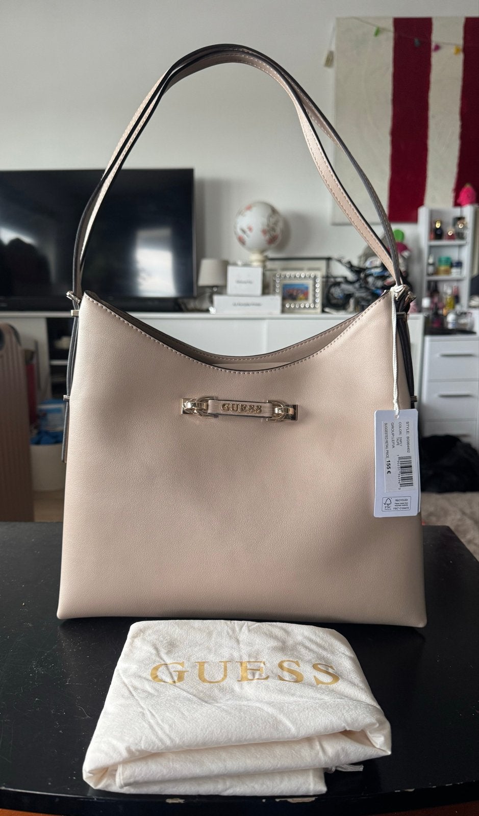 Nieuwe Guess Handtas - Beige met Zwarte Details, Ophalen, Nieuw, Beige, Handtas