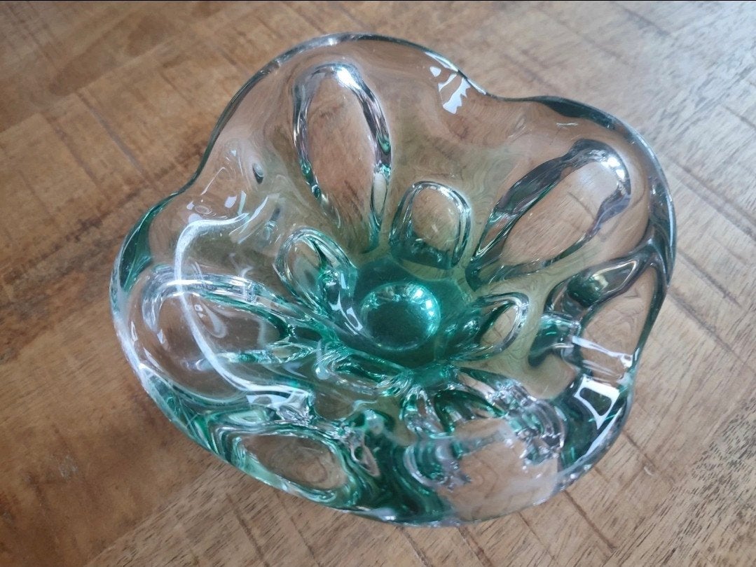Vintage Josef Hospodka Schaal/Asbak, Jaren 60, Groen Glas, Ophalen of Verzenden