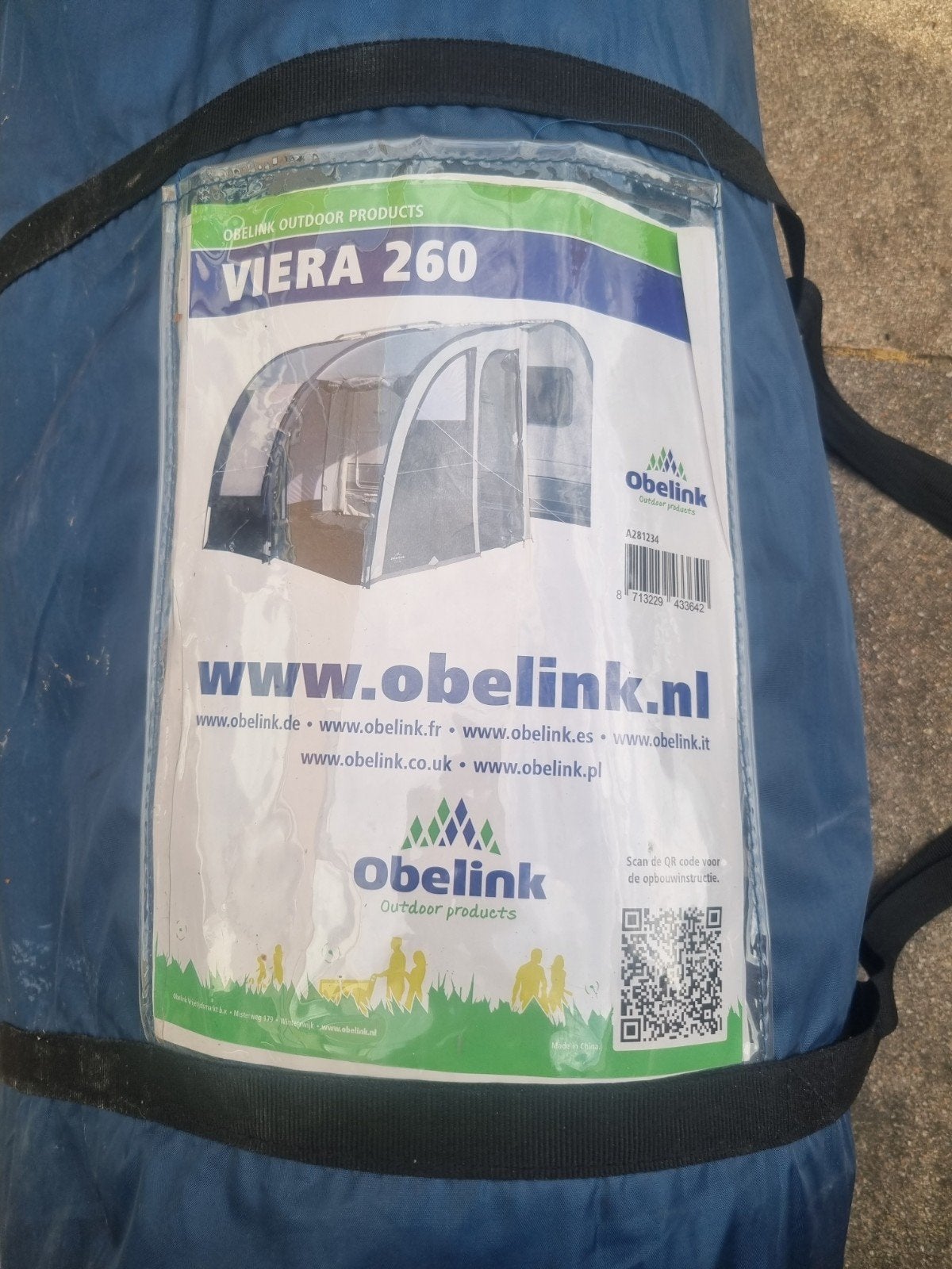 Obelink Viera 260 Caravan Voortent, Ophalen, Zo goed als nieuw, Overige merken