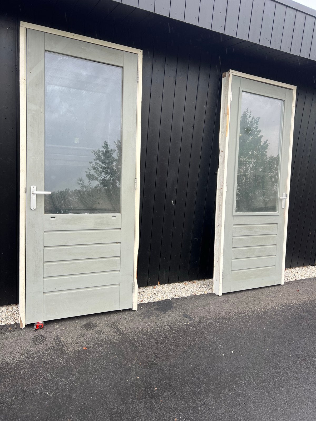 2x Hardhouten buitendeur met kozijn en HR++ glas 1010x2380mm, Gebruikt, 215 cm of meer, Buitendeur, Hout