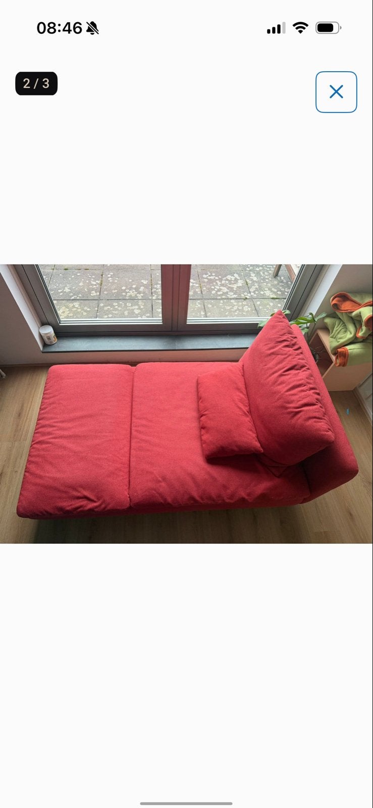 IKEA Söderhamn chaise longue - rood, Ophalen, Gebruikt, Eenpersoons, Minder dan 150 cm