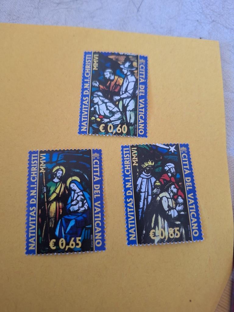 Vaticaanstad: mi. 1566/68A. Kerstmis 2006. Glasvensters., Ophalen of Verzenden, Overige landen, Postfris