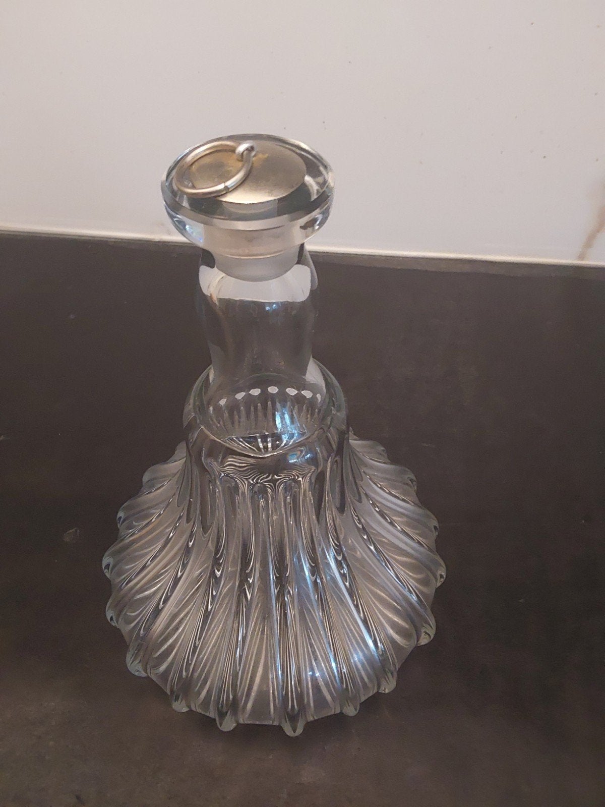 Antieke glazen karaf met zilveren dop, Antiek en Kunst, Ophalen of Verzenden