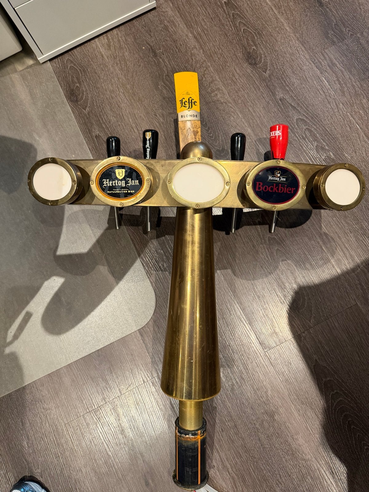 Messing Biertap met 5 kranen - Hertog Jan, Leffe, Ophalen of Verzenden