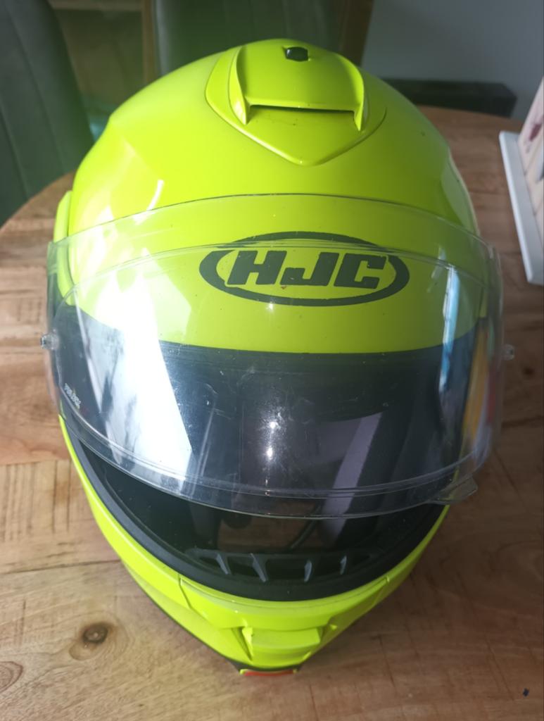 HJC IS-MAX II Systeemhelm - Neon Geel - Maat XL, Motoren, Kleding | Motorhelmen, Heren, Systeemhelm, XL, HJC, Tweedehands, Ophalen of Verzenden