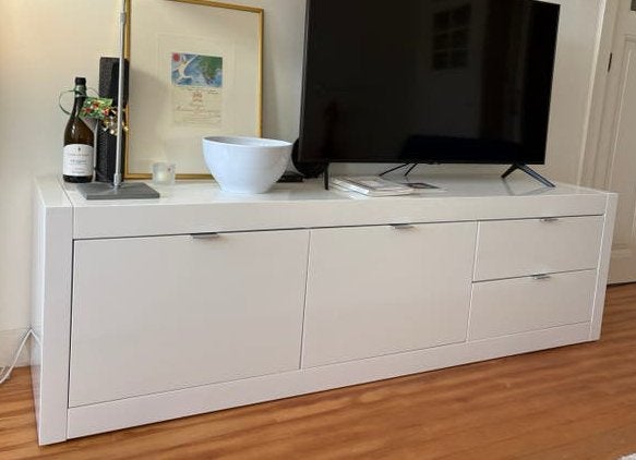 Wit dressoir L200/D45/H55 ZGAN, Ophalen, Zo goed als nieuw, 200 cm of meer, Met lade(s)