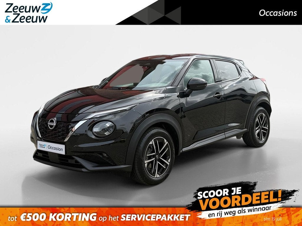 Nissan Juke 1.6 Hybrid N-Connecta WK DEAL € 500,- korting, Auto's, Nissan, 12 maanden, Stof, Gebruikt, Zwart