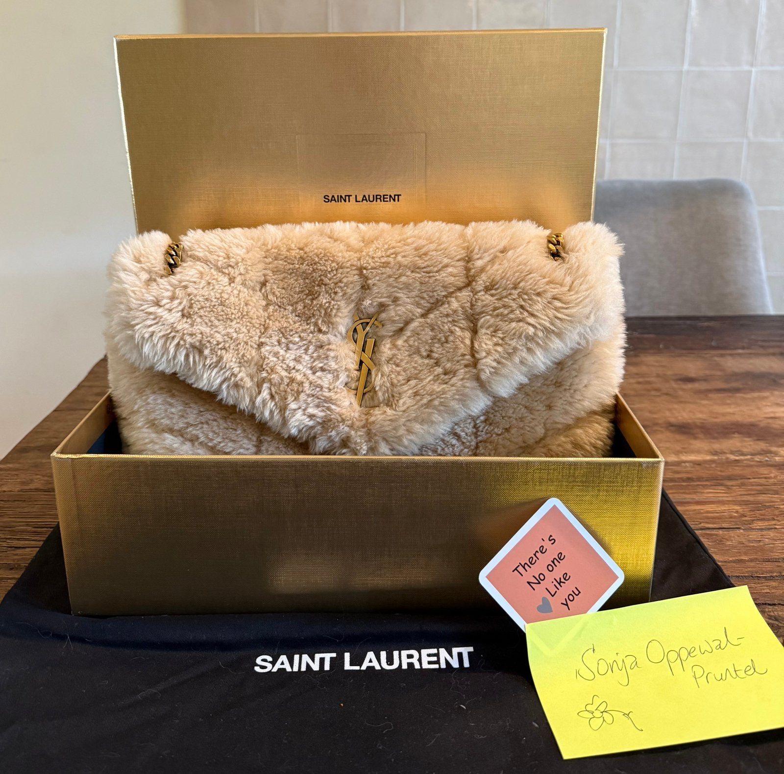 YSL - Saint Laurent LouLou Puffy Large Big - nieuw, Verzenden, Zo goed als nieuw, Beige, Handtas