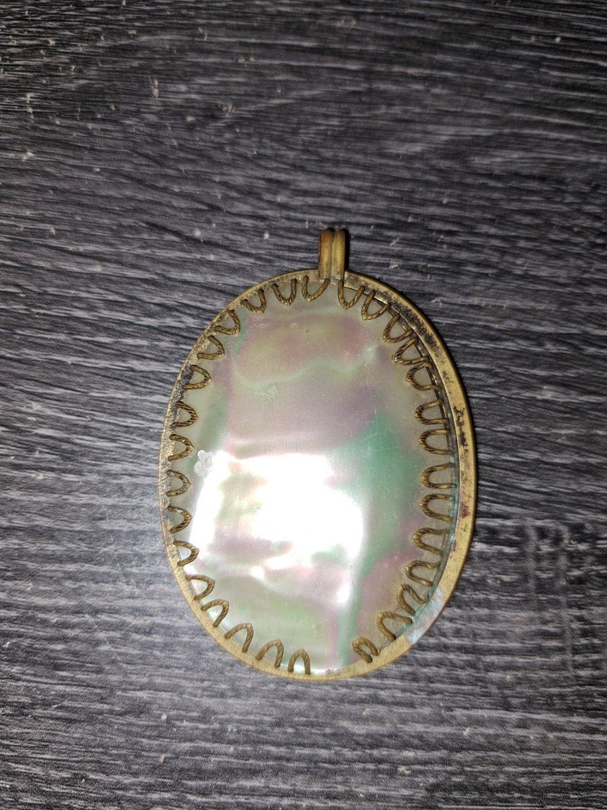 Vintage Parelmoer Hanger - Ovaal, Ophalen of Verzenden, Gebruikt