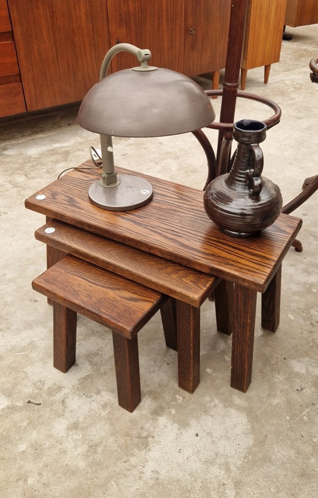 Vintage Brutalist eikenhouten nesting set, 45 tot 60 cm, Minder dan 55 cm, ., Ophalen of Verzenden