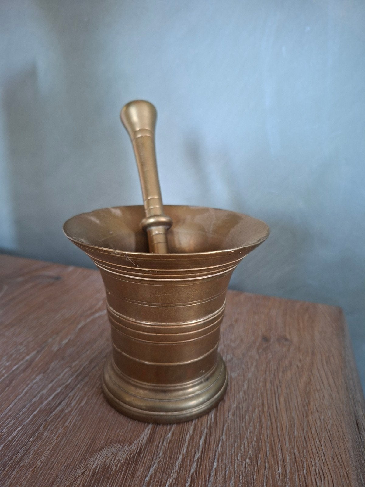 Antieke bronzen vijzel met stamper, Ophalen of Verzenden