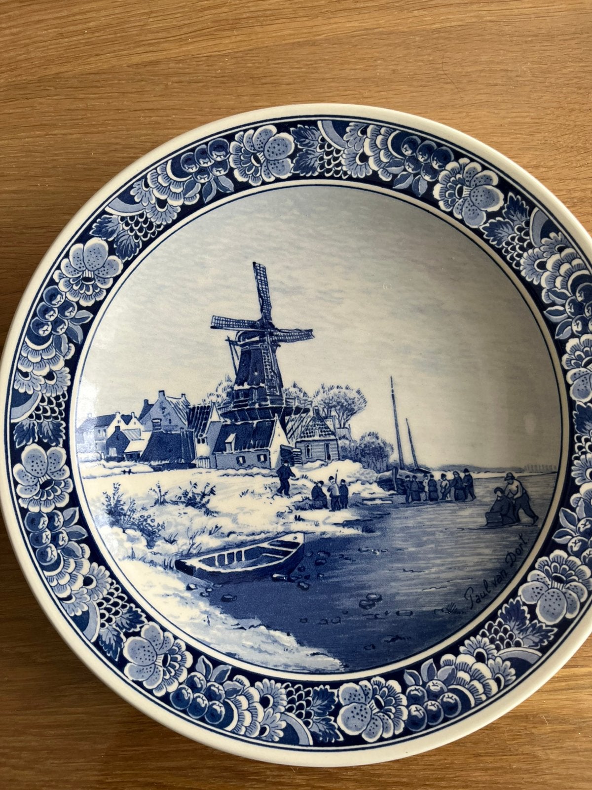 Delfts Blauw bord “Bevroren Rivier” Royal Goedewaagen, Antiek en Kunst, Ophalen of Verzenden