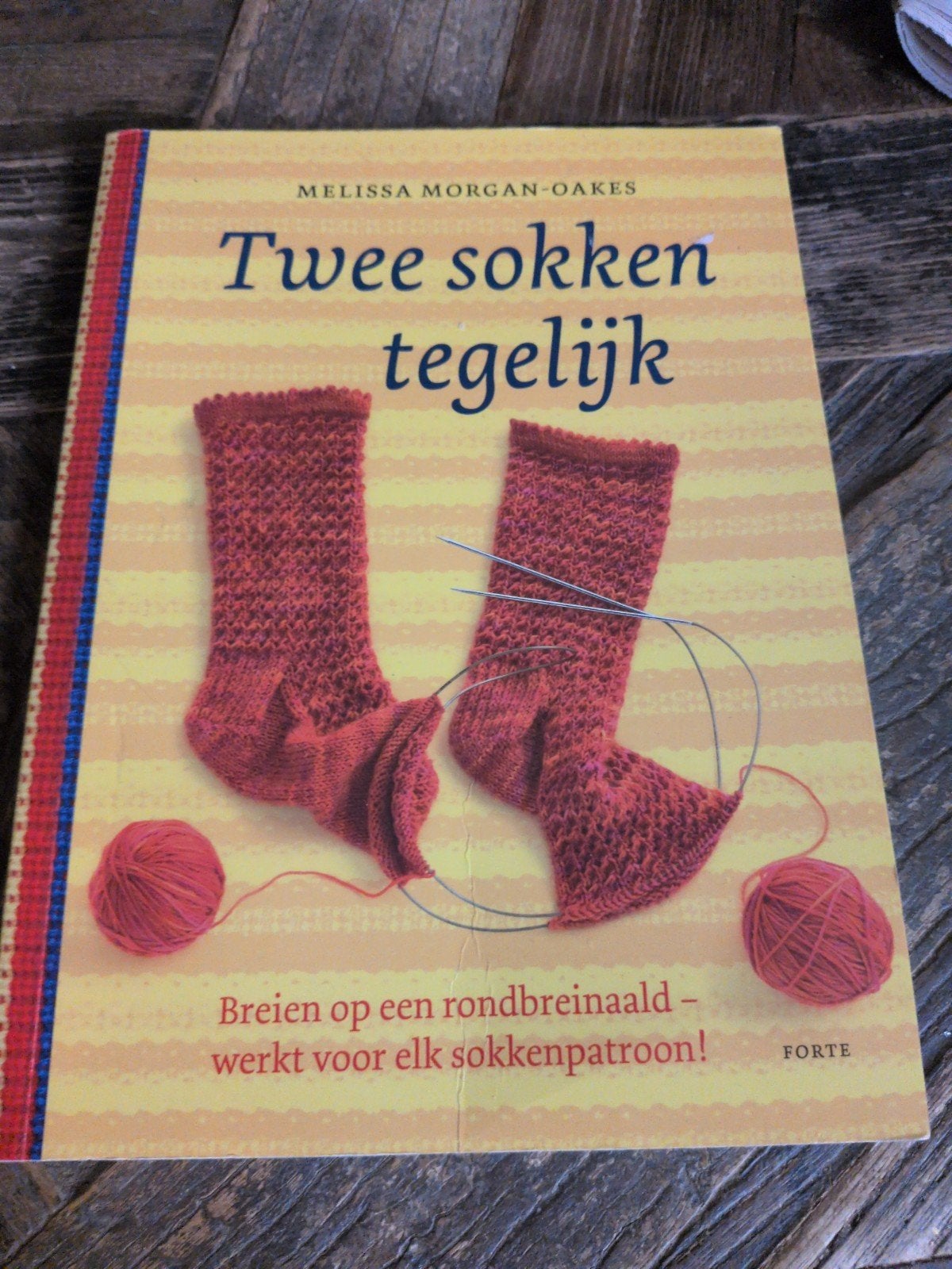 Twee sokken tegelijk - Breien op een rondbreinaald, Boeken, Hobby en Vrije tijd, Ophalen of Verzenden, Zo goed als nieuw, Breien en Haken