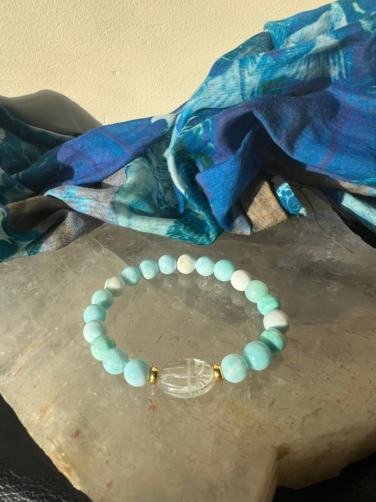 Hemimorfiet bergkristal scarabee beschermt engelen energie, Met bedels of kralen, Blauw, Magnolia11, Nieuw