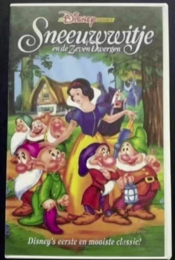 VHS Sneeuwwitje en de zeven dwergen; Disney sprookjesfilm, Alle leeftijden, Ophalen of Verzenden, Zo goed als nieuw, Tekenfilm