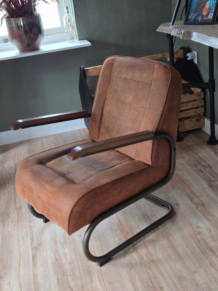 Stoelen, Huis en Inrichting, Fauteuils, Ophalen, Minder dan 75 cm, Zo goed als nieuw, Leer