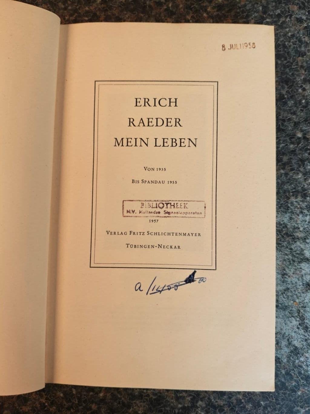 Erich Raeder - Mein Leben (Deel 2: 1935 bis Spandau 1955), Marine, Ophalen of Verzenden, Tweede Wereldoorlog, Gelezen