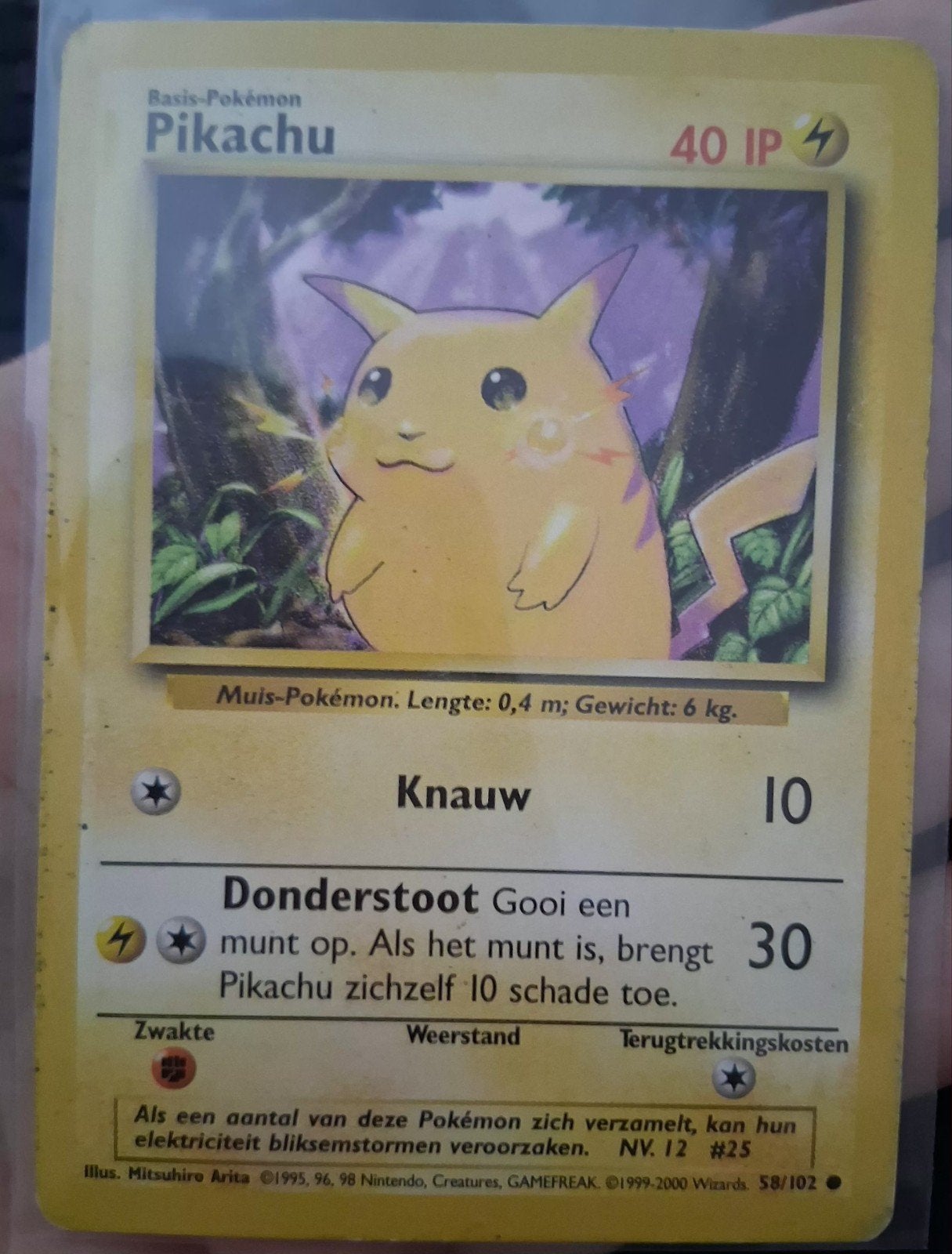 Vintage Pokémon Kaart - Pikachu 58/102, Ophalen of Verzenden, Gebruikt