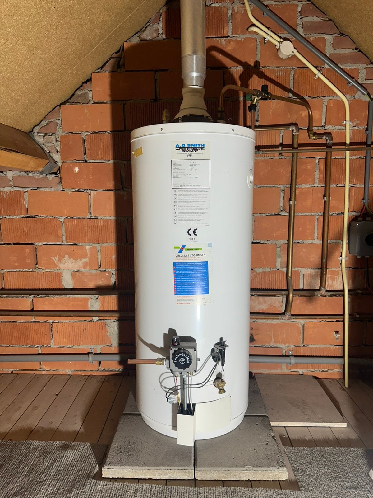 A.O. Smith gasboiler 109L, Ophalen, Gebruikt, Aardgas, 100 liter of meer