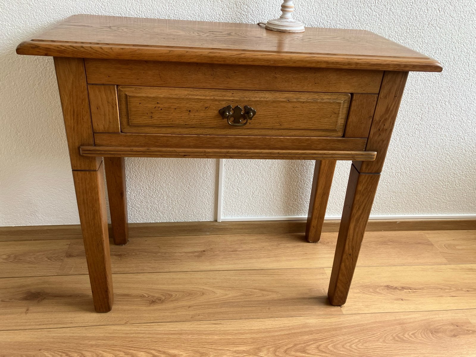 Echt eiken wandtafel / sidetable / haltafel, Ophalen, 50 tot 100 cm, Eikenhout, Zo goed als nieuw