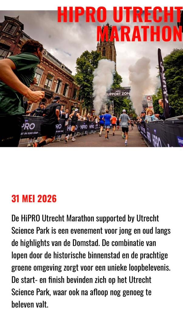 Startbewijs HiPRO Utrecht Marathon 31 mei., Tickets en Kaartjes, Eén persoon, Ticket of Toegangskaart